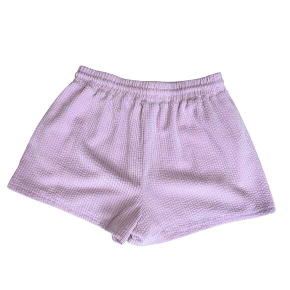 Forever 21 Lavender Purple Soft Velour Textured  Drawstring Pocket Shorts Large - Picture 4 of 5